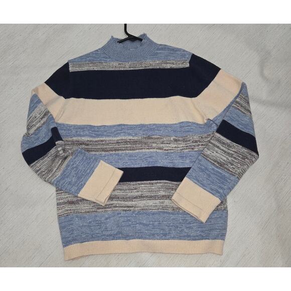 Vintage Unknown Brand Blue \ Beige Wool Like Sweater XXL but fit is more of a L - Picture 1 of 5